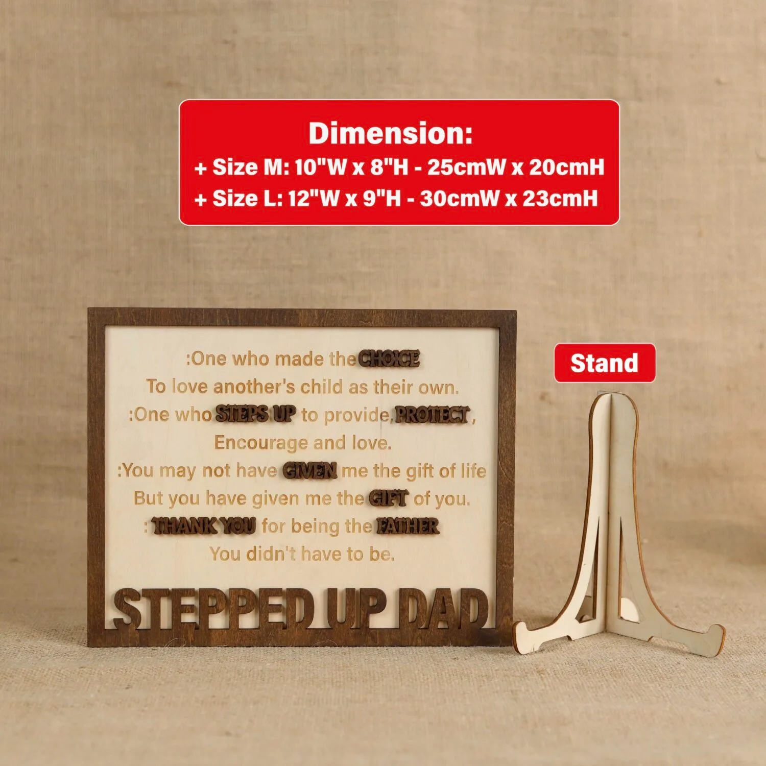 Personalized Dad Sign | Honor Your Stepfather With Custom Wood | Unique Personalized Stepfather Gifts | Dad's Custom Sign - Image 2