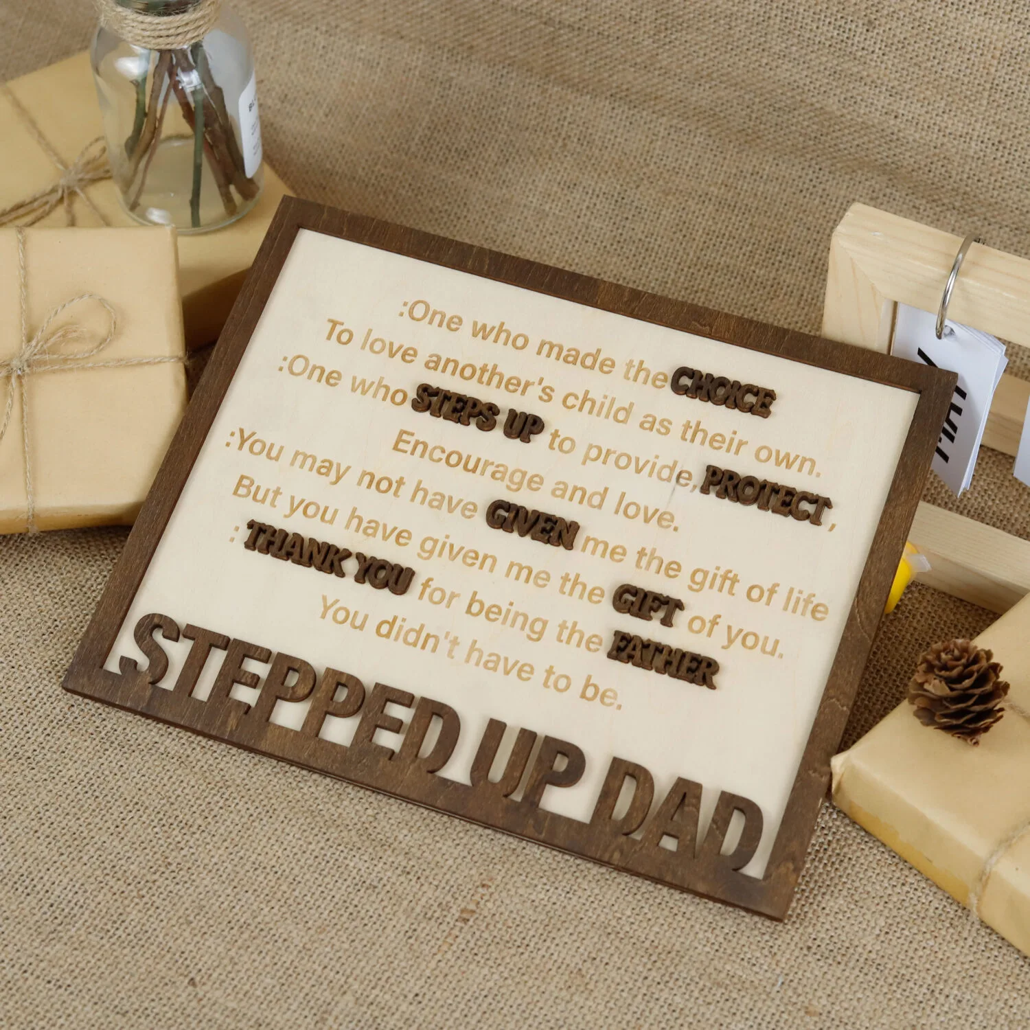 Personalized Dad Sign | Honor Your Stepfather With Custom Wood | Unique Personalized Stepfather Gifts | Dad's Custom Sign - Image 5