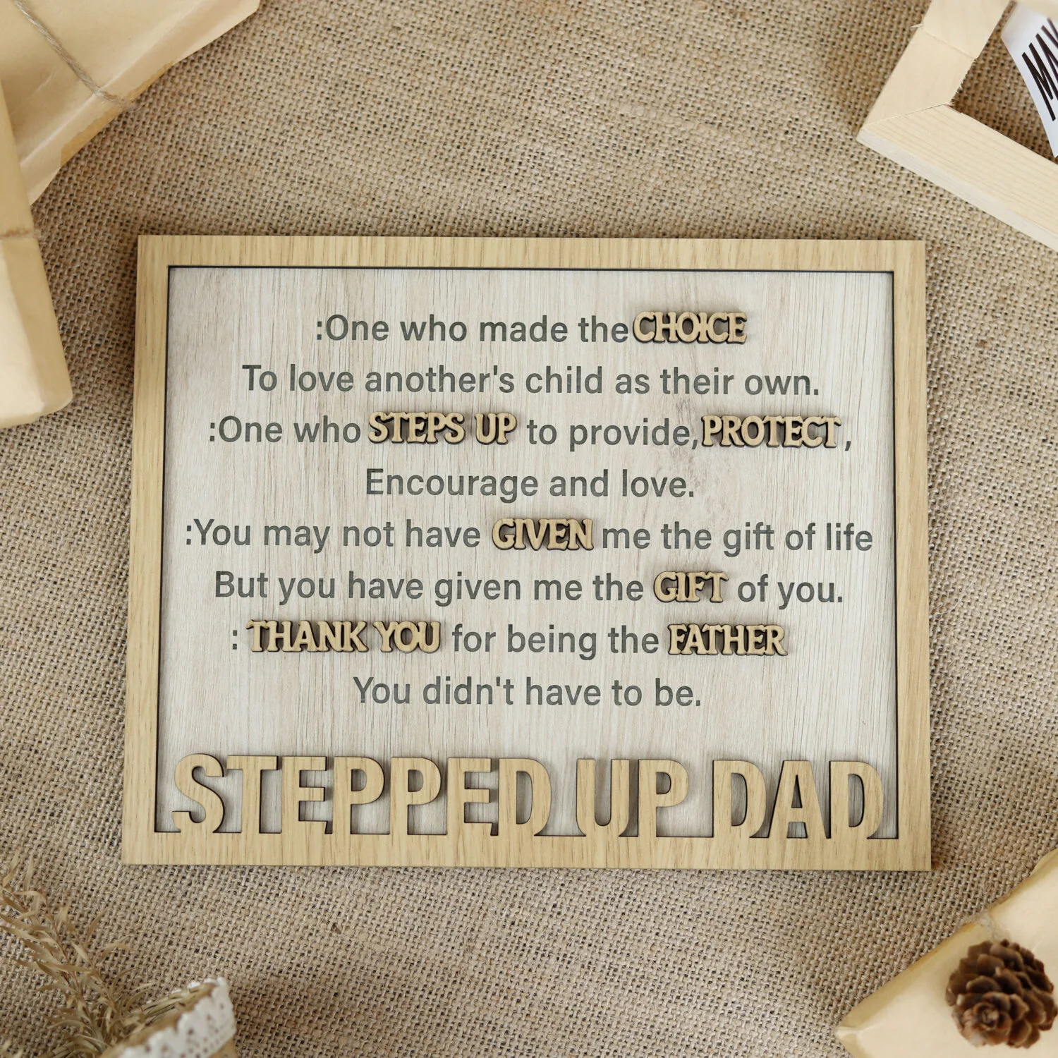 Personalized Dad Sign | Honor Your Stepfather With Custom Wood | Unique Personalized Stepfather Gifts | Dad's Custom Sign - Image 6