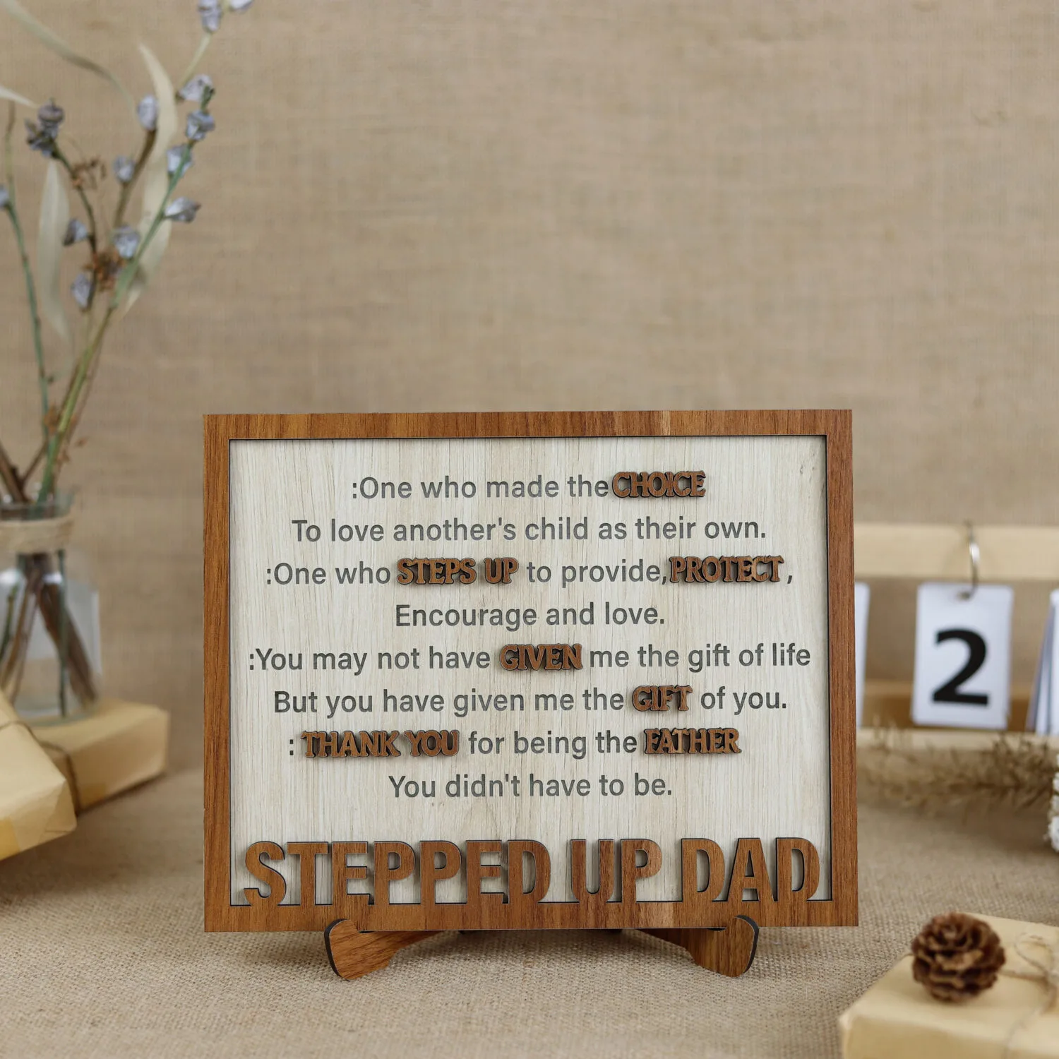 Personalized Stepped Up Dad Sign - A Custom Keepsake Gift for Bonus Dads