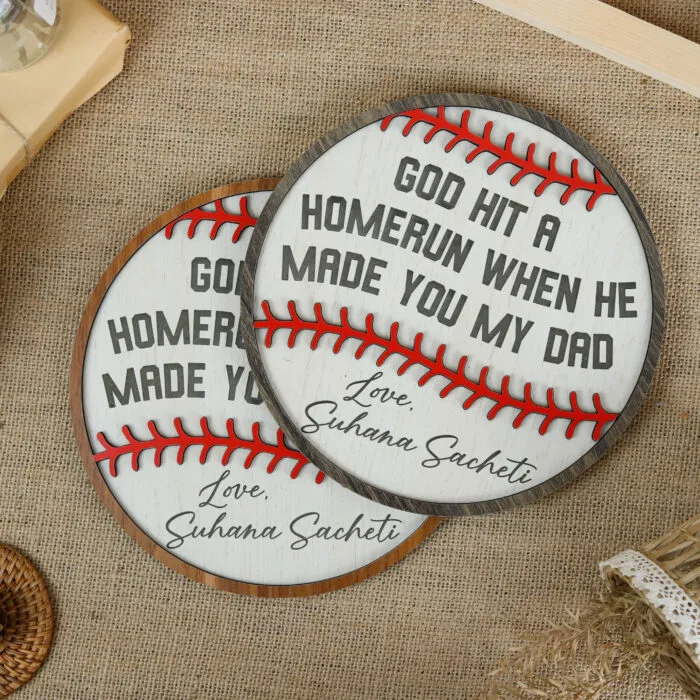 Personalized 'God Hit a Homerun' Wooden Sign - Custom Baseball Family Gift