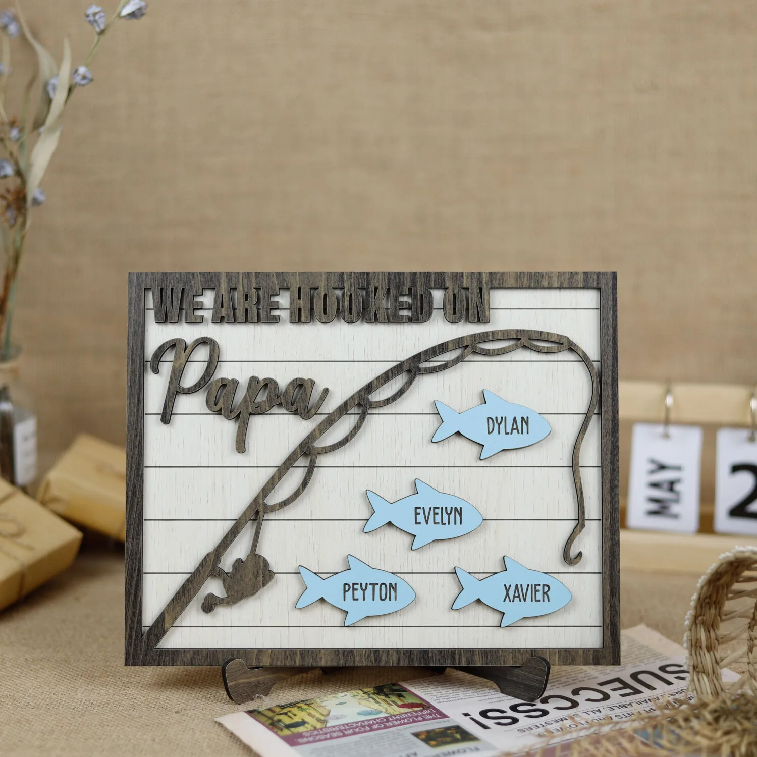 Personalized Hooked on Papa Fishing Sign - A Father’s Day Catch Keepsake