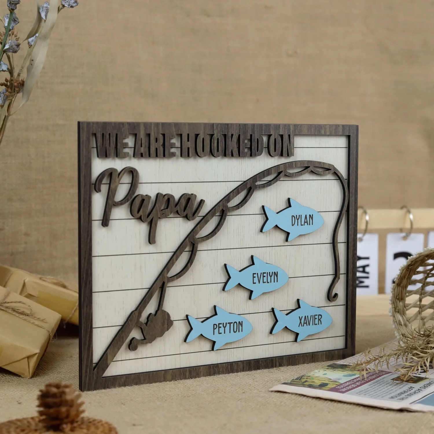 Personalized Hooked on Papa Fishing Sign | Personalized Hooked on Papa Sign | Perfect Father's Day Gift | Fishing Inspired Grandpa Gift - Image 5