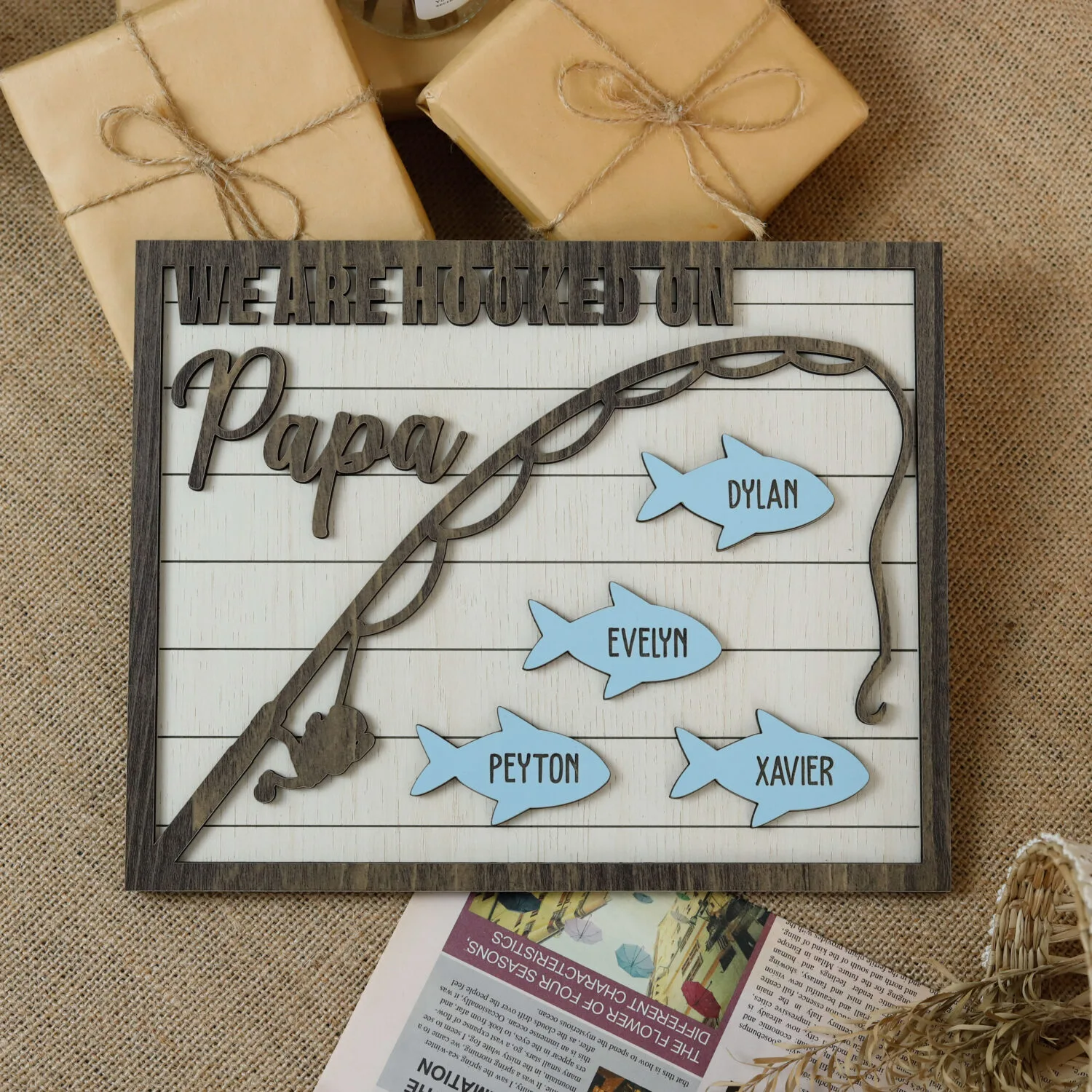 Personalized Hooked on Papa Fishing Sign | Personalized Hooked on Papa Sign | Perfect Father's Day Gift | Fishing Inspired Grandpa Gift - Image 6