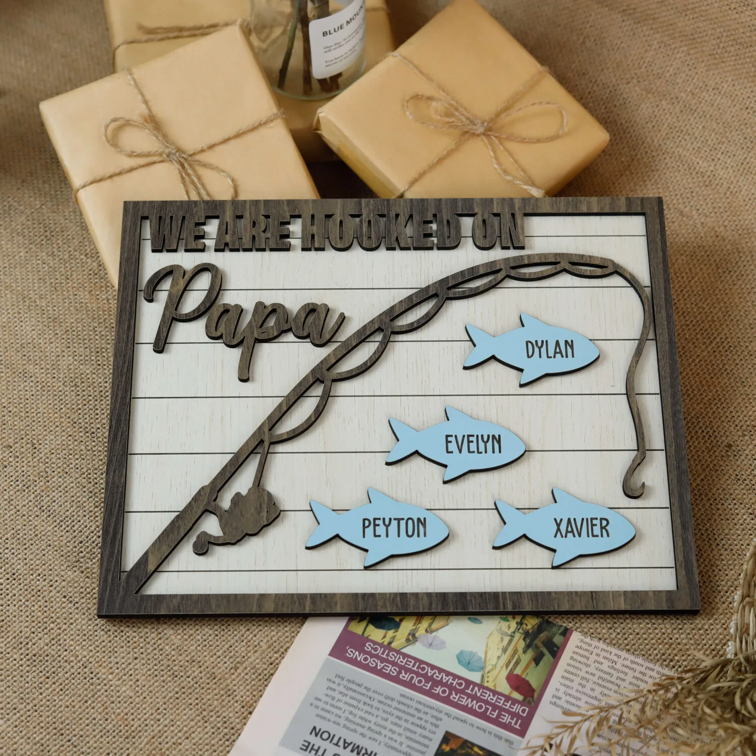 Personalized Hooked on Papa Fishing Sign | Personalized Hooked on Papa Sign | Perfect Father's Day Gift | Fishing Inspired Grandpa Gift - Image 7