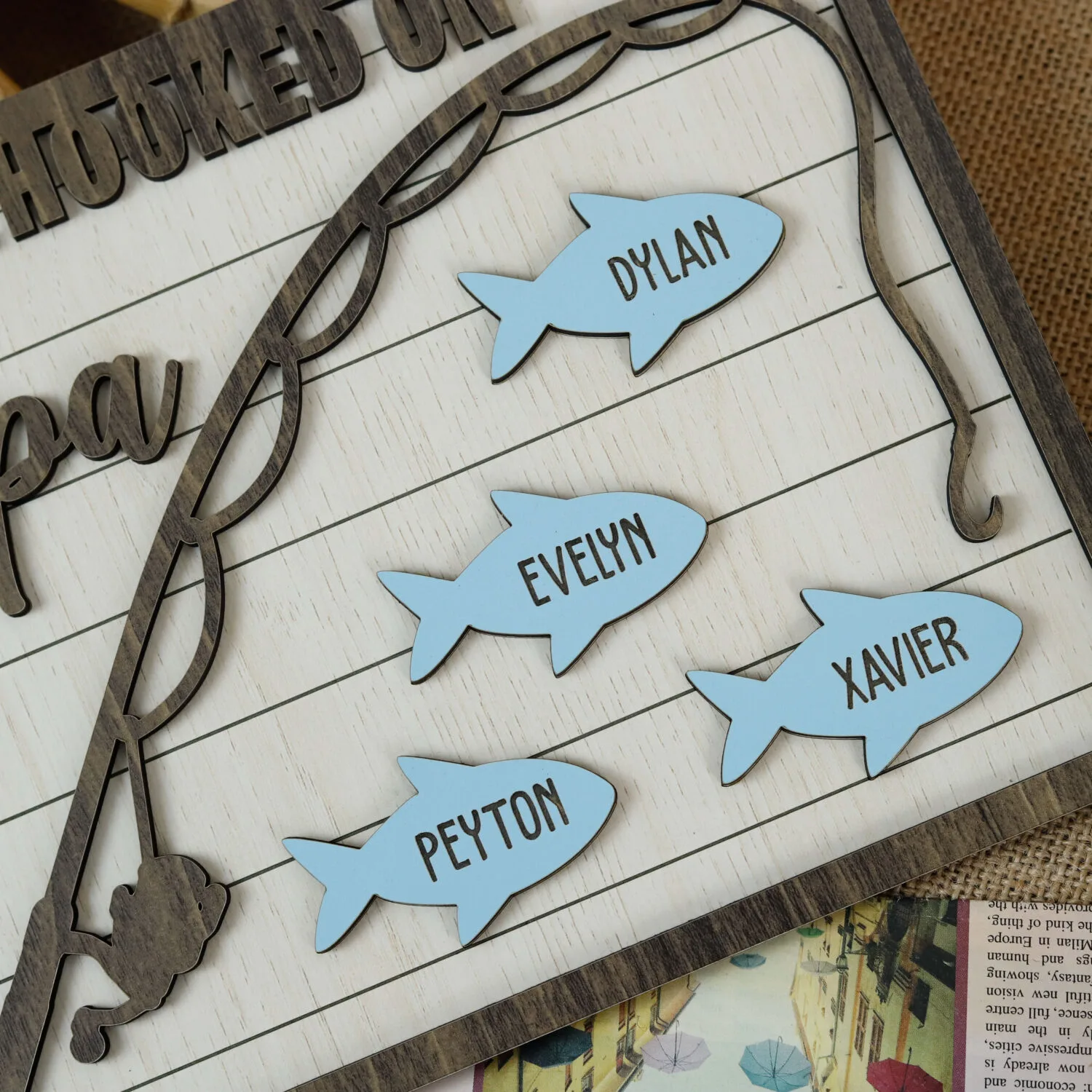Personalized Hooked on Papa Fishing Sign | Personalized Hooked on Papa Sign | Perfect Father's Day Gift | Fishing Inspired Grandpa Gift - Image 8