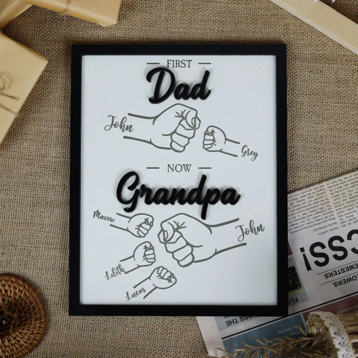 Personalized Grandpa & Grandkids Fist Bump Sign - A Family Connection Keepsake