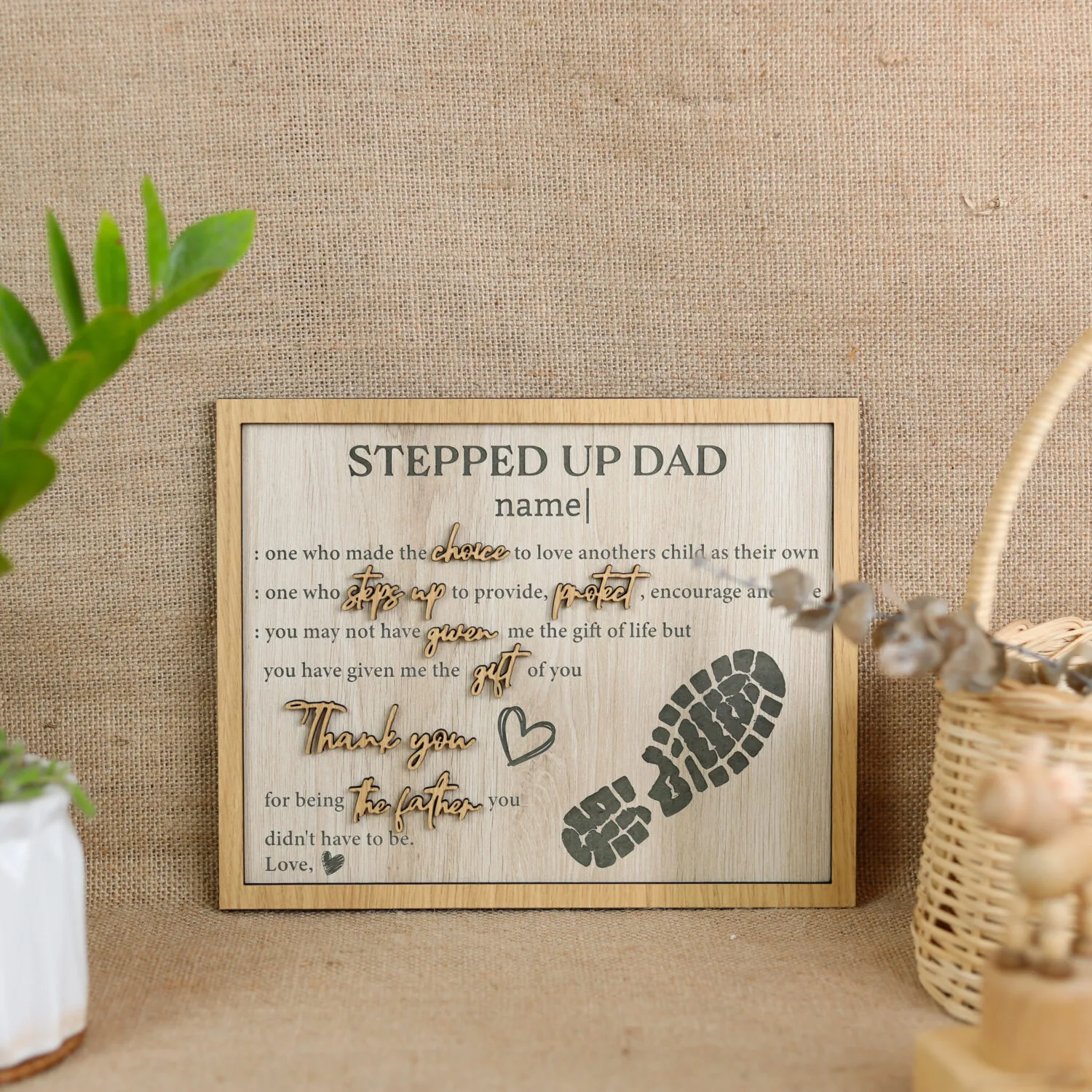 Wooden Sign for Dad | Custom Wooden Sign for Step Dad | Celebrate His Legacy | Step Dad Support Gift | Personalized Wooden Memorial - Image 6