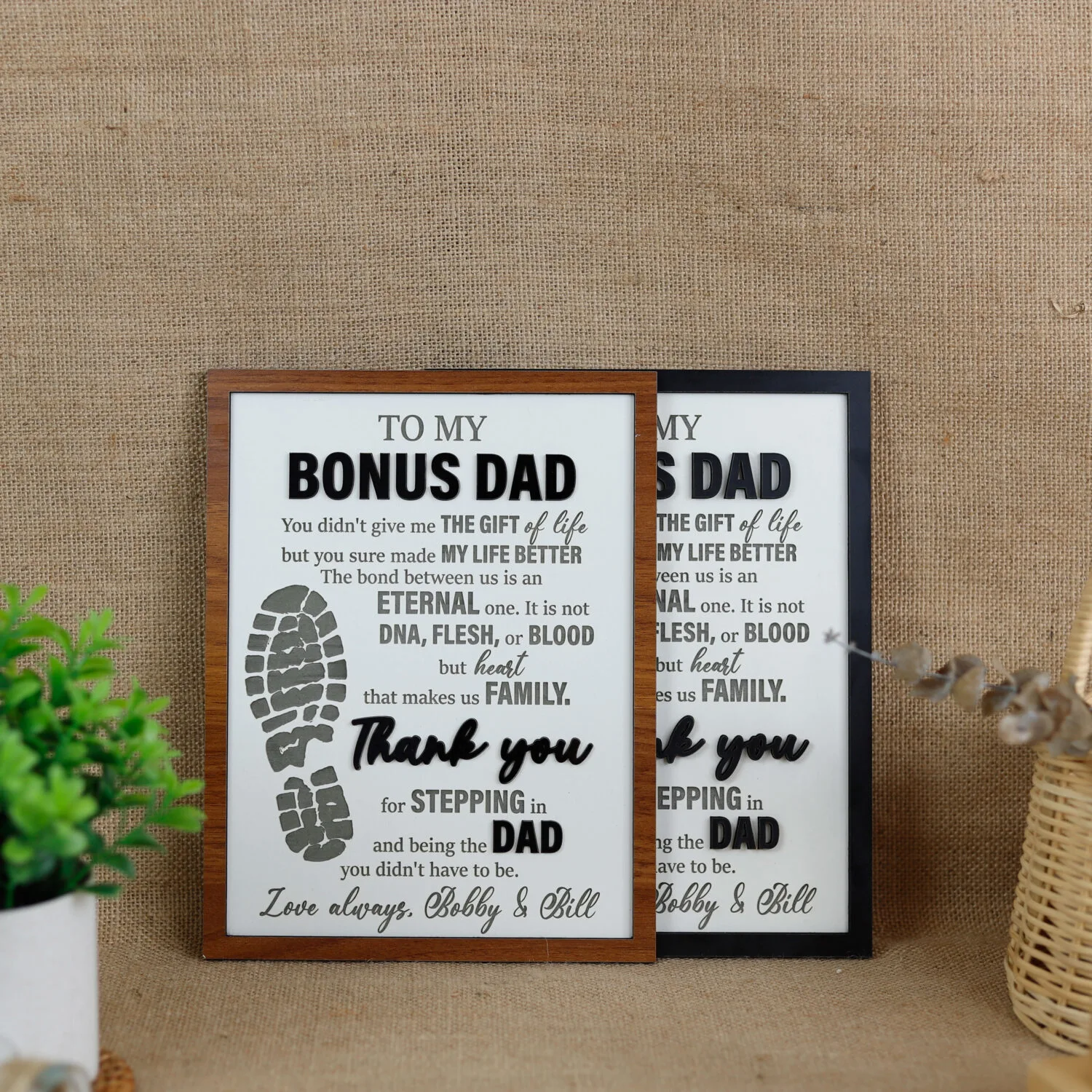 Personalized To My Bonus Dad Sign - A Stepped Up Dad Keepsake Gift
