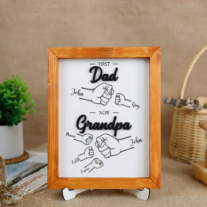 Personalized Grandpa Fist Bump Wooden Sign - Custom Family Keepsake Gift