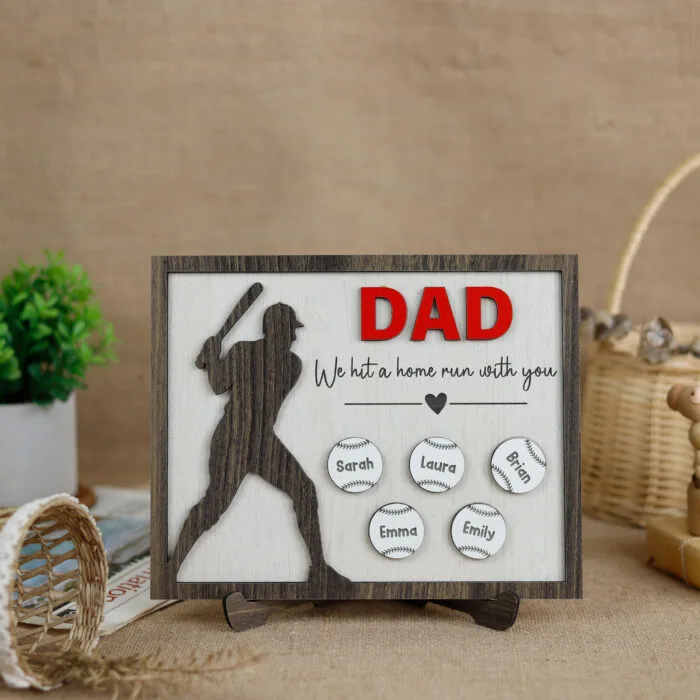 Personalized Baseball Dad 3D Sign - A Home Run Keepsake Gift