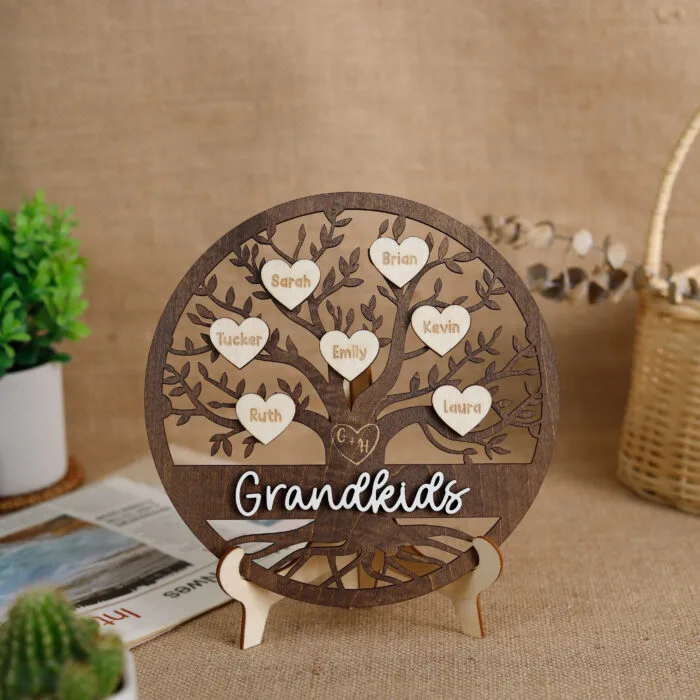 Personalized Grandkids Tree Names Sign - A Family Roots Keepsake Gift
