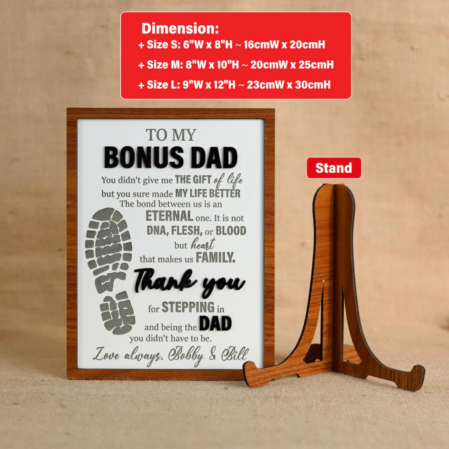 My Stepfather Memorial Plaque | Honor Your Stepfather With A Custom Memorial Plaque | Personalized Dad Memorial Plaque | Unique Stepfather Memorial - Image 2