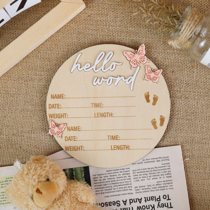 Personalized Baby Birth Announcement Sign | Butterfly Design | Baby Keepsake - Image 9