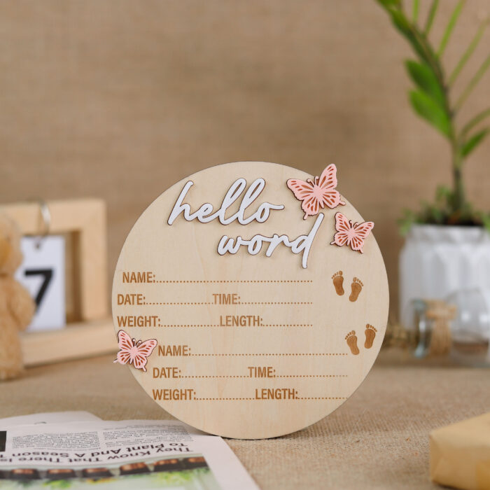 Personalized Butterfly Baby Birth Stats Sign - Custom Hello World Keepsake