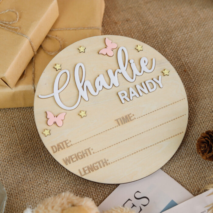 Exquisite Butterfly Themed Baby Sign | Personalized Baby Room Decor | Personalized Baby Gift - Image 5