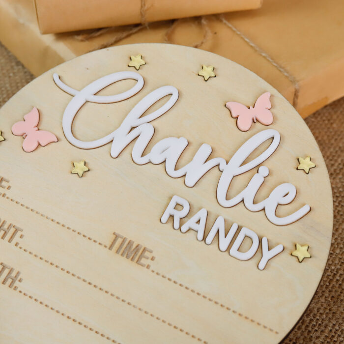 Exquisite Butterfly Themed Baby Sign | Personalized Baby Room Decor | Personalized Baby Gift - Image 6