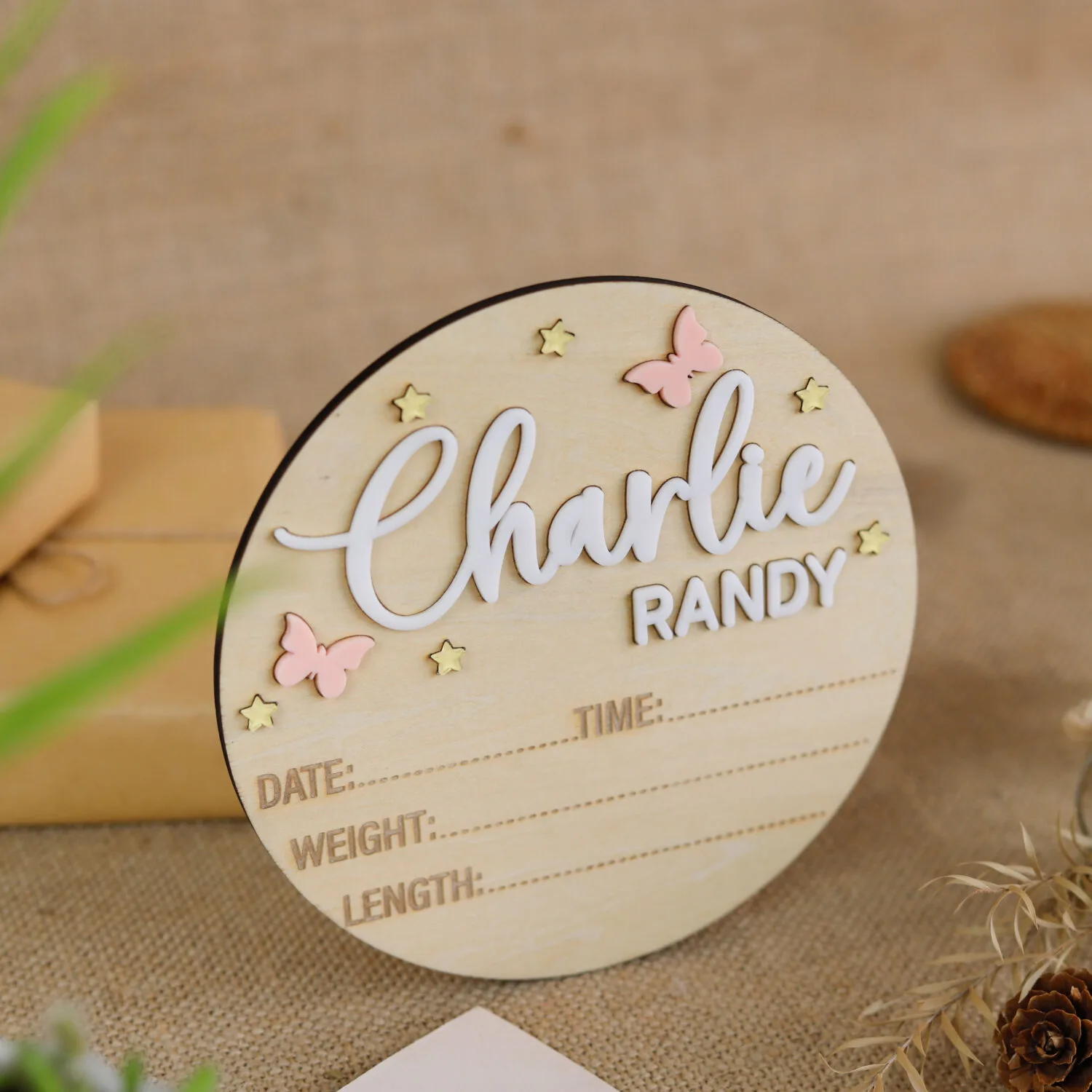 Exquisite Butterfly Themed Baby Sign | Personalized Baby Room Decor | Personalized Baby Gift - Image 10