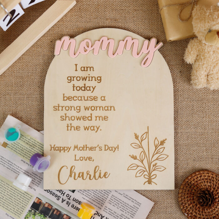 Unique Mother's Day Handprint Sign | Handcrafted Wood Ornaments | Crafty Mother's Day Gift Ideas - Image 5