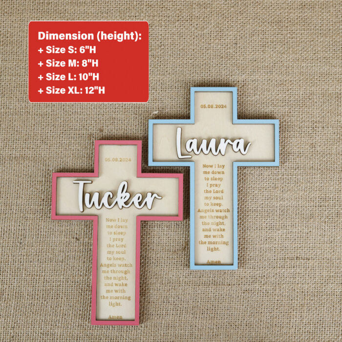 Unique Baptismal Plaque for Newborns | Engraved Wooden Cross as Baptismal Gift | Custom Baptismal Cross for Children - Image 11