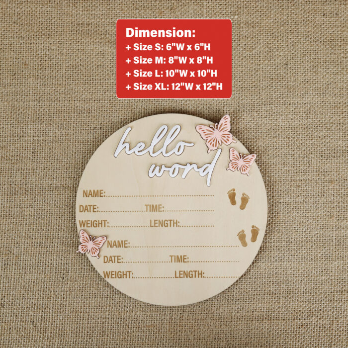 Personalized Baby Birth Announcement Sign | Butterfly Design | Baby Keepsake - Image 12