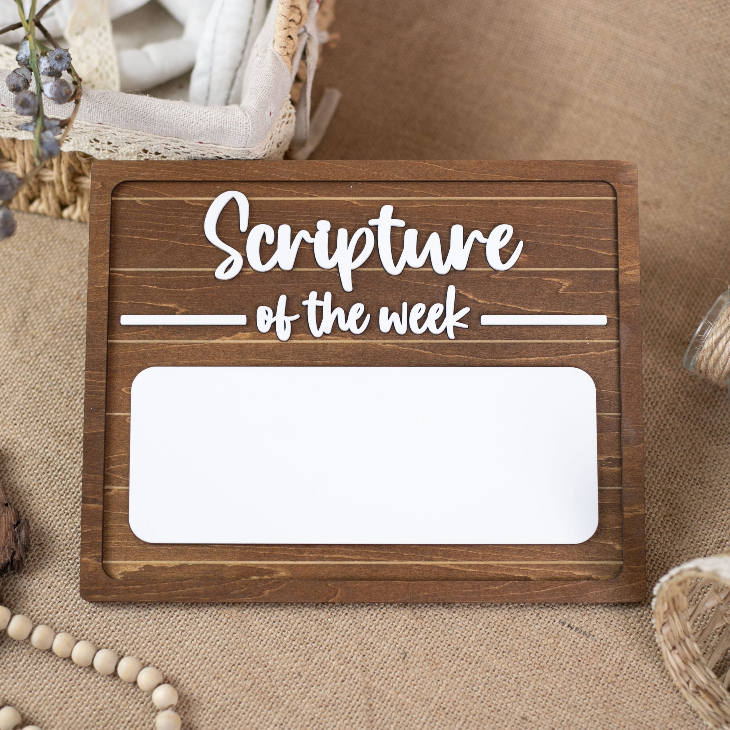 Dry Erase Scripture of the Week Wooden Sign - Inspirational Bible Verse Plaque