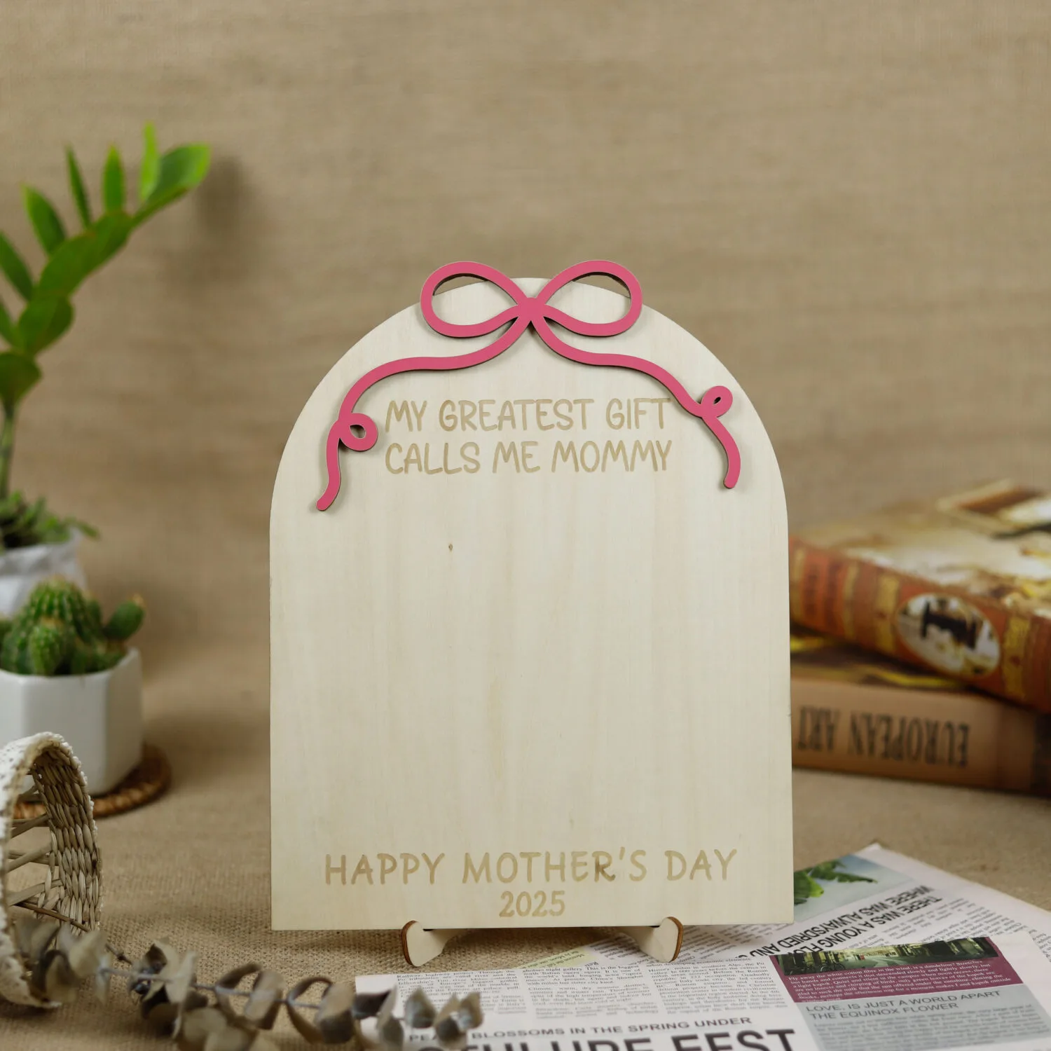 Personalized Mother’s Day Bow Handprint DIY Sign - A Crafty Keepsake Gift