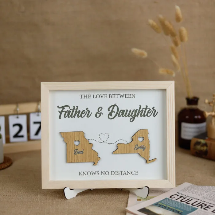 Personalized Long Distance Family Sign - A Love-Bridged Keepsake Gift