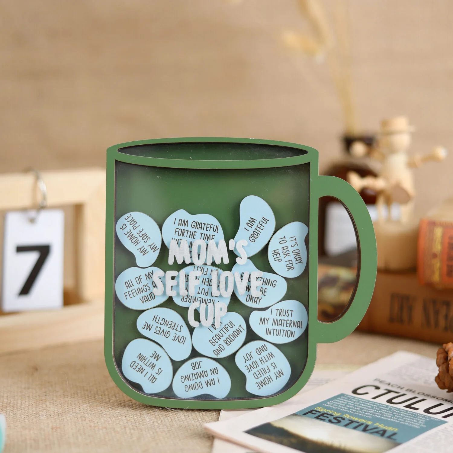 Personalized Mom Self-Love Mental Health Sign - A Wooden Wellness Keepsake