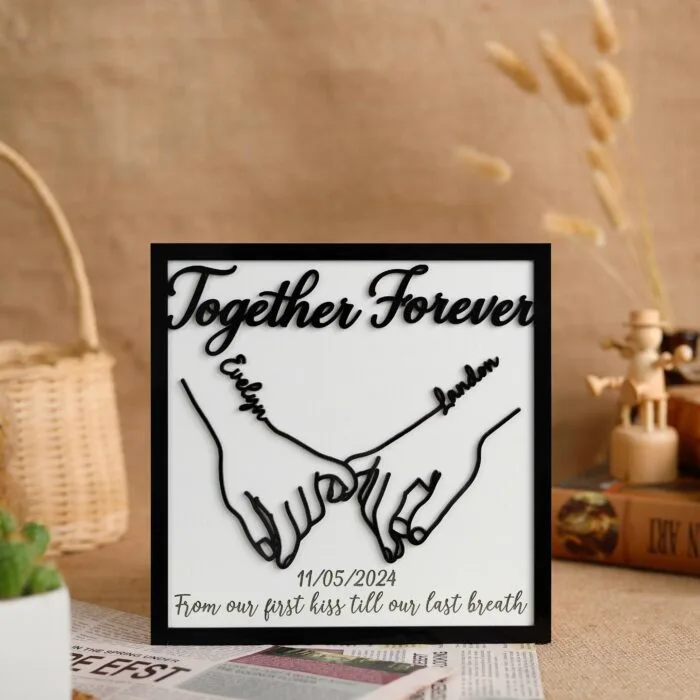 Personalized Forever Together Hands Holding Sign - A Timeless Love Keepsake