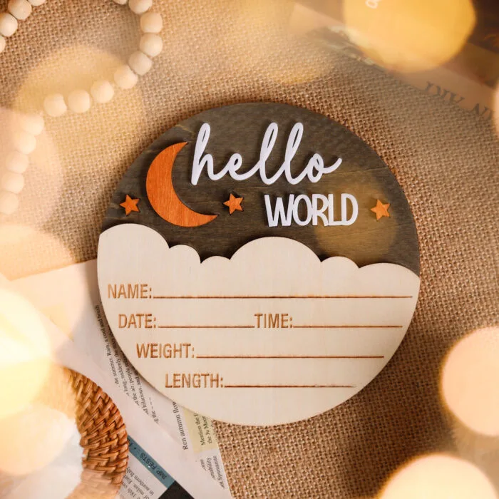 Personalized Moon & Stars Baby Birth Stats Sign - A Celestial Keepsake Glow