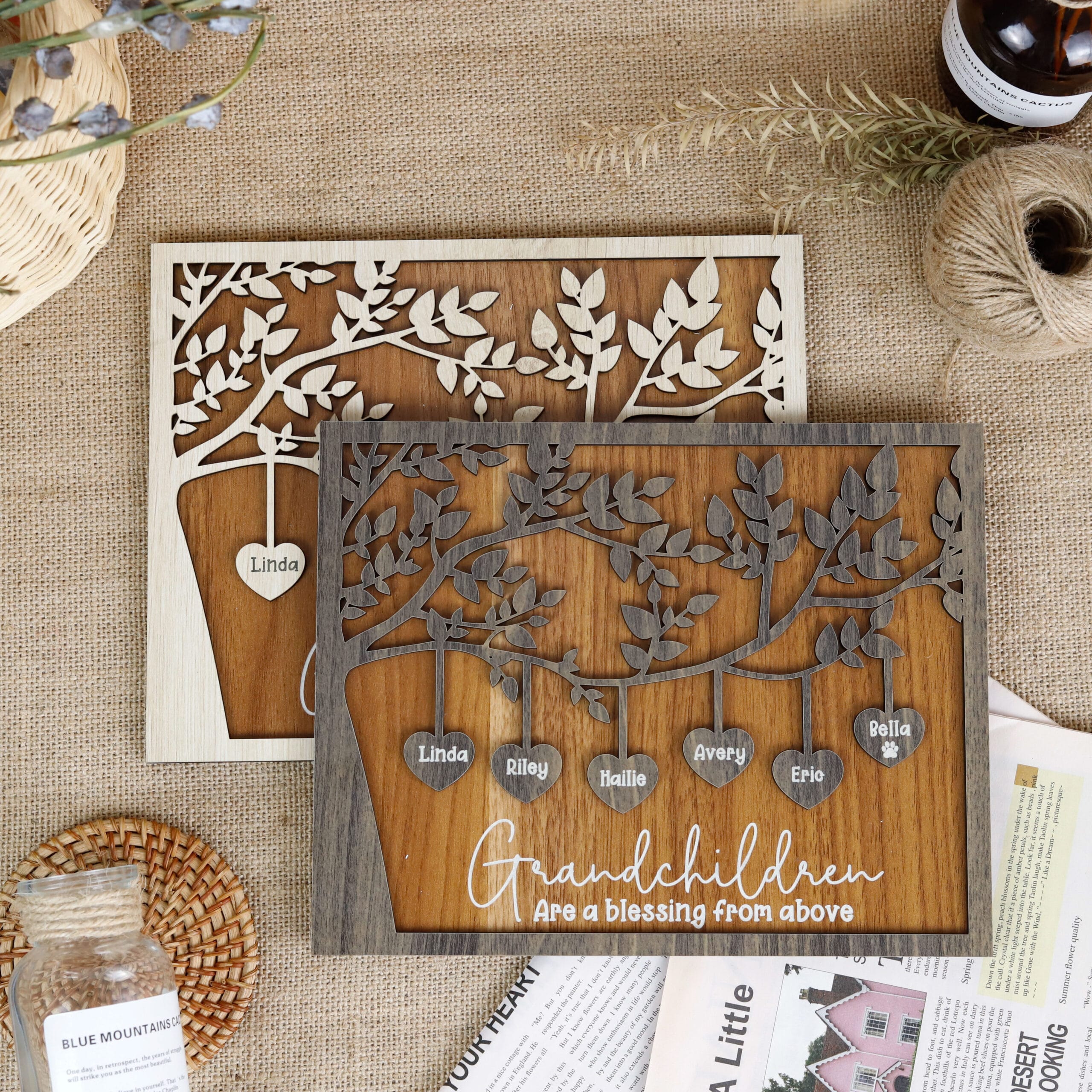 Personalized 3D Grandchildren Names Family Tree Wall Plaque