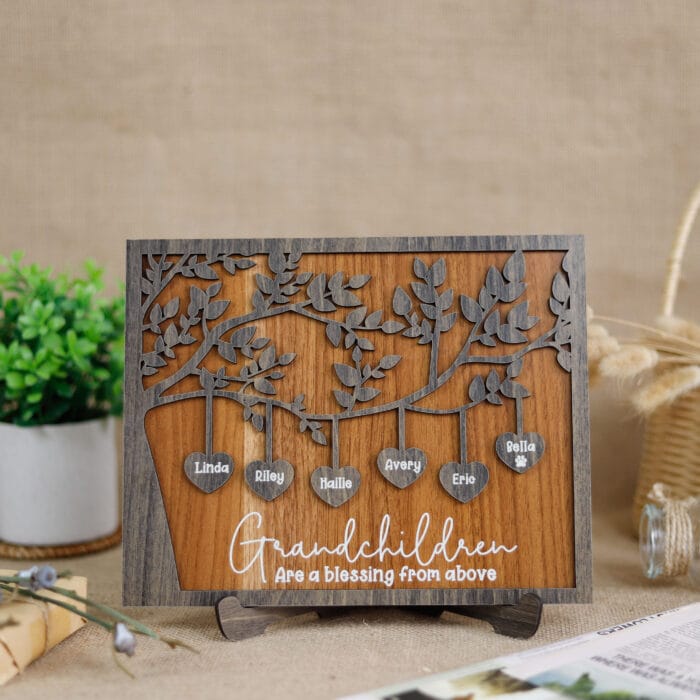 Personalized 3D Grandchildren Names Family Tree Wall Plaque