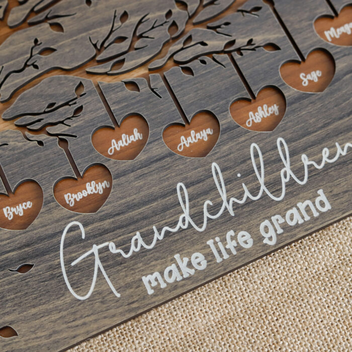 Personalized Grandchild Name Plate with Stand – Personalized Wooden Plate Gift for Grandparents, Personalized Handmade Souvenirs - Image 9