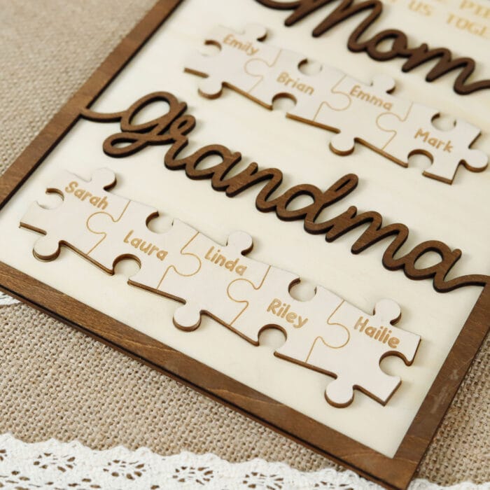 Custom First Mom Now Grandma Puzzle Frame - Personalized Wooden Sign Gift for Mom and Grandma, Handmade Personalized Keepsake - Image 7