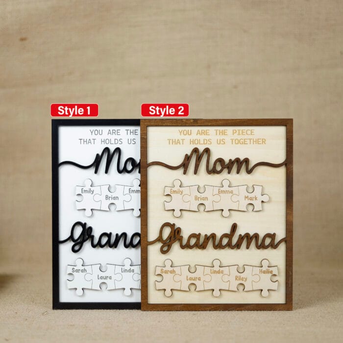 Custom First Mom Now Grandma Puzzle Frame - Personalized Wooden Sign Gift for Mom and Grandma, Handmade Personalized Keepsake - Image 10