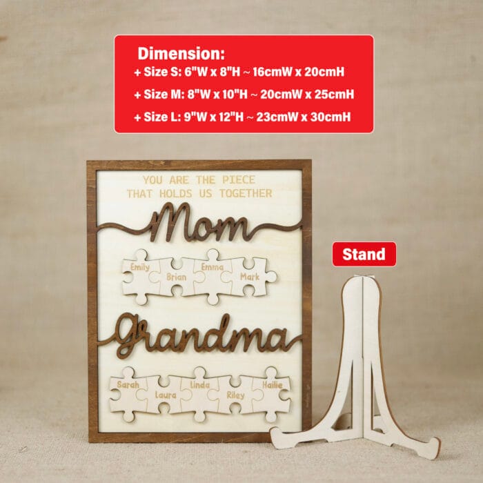 Custom First Mom Now Grandma Puzzle Frame - Personalized Wooden Sign Gift for Mom and Grandma, Handmade Personalized Keepsake - Image 11