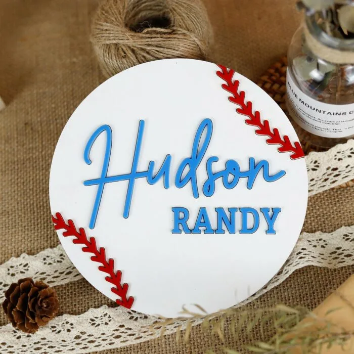 Personalized Custom Baseball Newborn Milestone Discs - Wooden Baby Keepsake Set