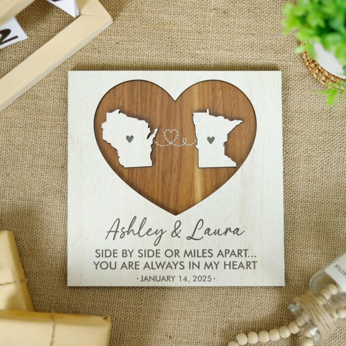 Personalised 3D Wooden Long Distance Love Sign | Custom Keepsake for Couples | Romantic Wall Art & Gift - Image 2