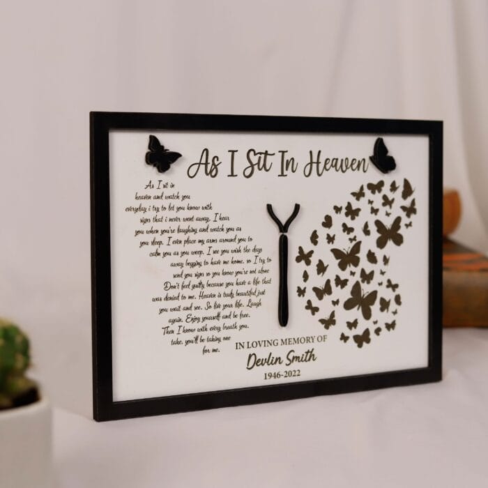 Personalized 'As I Sit n Heaven' Wooden Memorial Plaque With Heartfelt Poem | Custom MDF Funeral Keepsake | Durable, Handcrafted Condolence Gift - Image 4