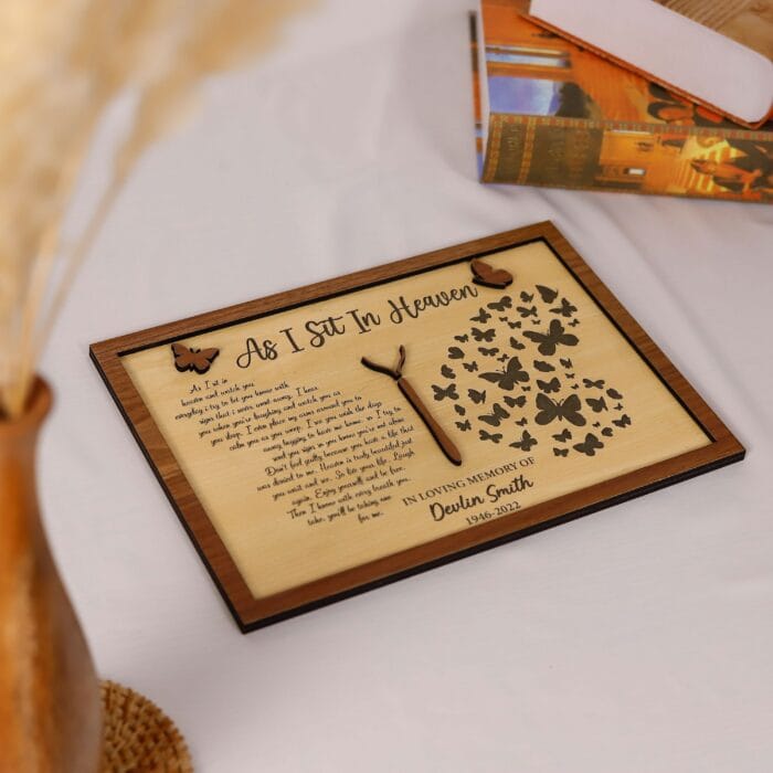 Personalized 'As I Sit n Heaven' Wooden Memorial Plaque With Heartfelt Poem | Custom MDF Funeral Keepsake | Durable, Handcrafted Condolence Gift - Image 6