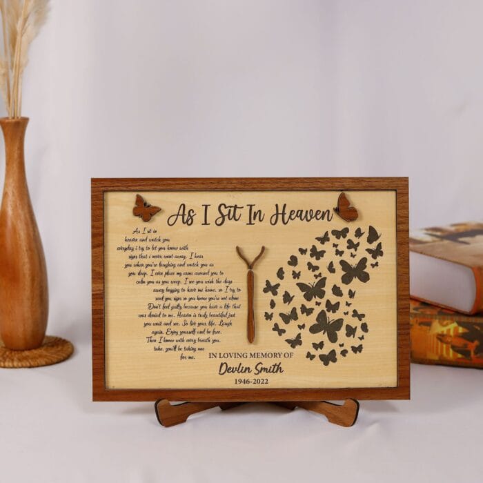 Personalized 'As I Sit n Heaven' Wooden Memorial Plaque With Heartfelt Poem | Custom MDF Funeral Keepsake | Durable, Handcrafted Condolence Gift - Image 7