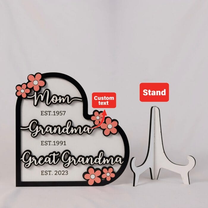 Custom Great-Grandmother Wooden Flower Frame | Personalized Floral Keepsake for Moms & Grandmas | Handcrafted Multisize MDF Wall Art Gift - Image 10