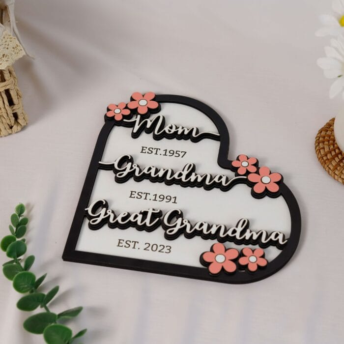 Custom Great-Grandmother Wooden Flower Frame | Personalized Floral Keepsake for Moms & Grandmas | Handcrafted Multisize MDF Wall Art Gift - Image 7