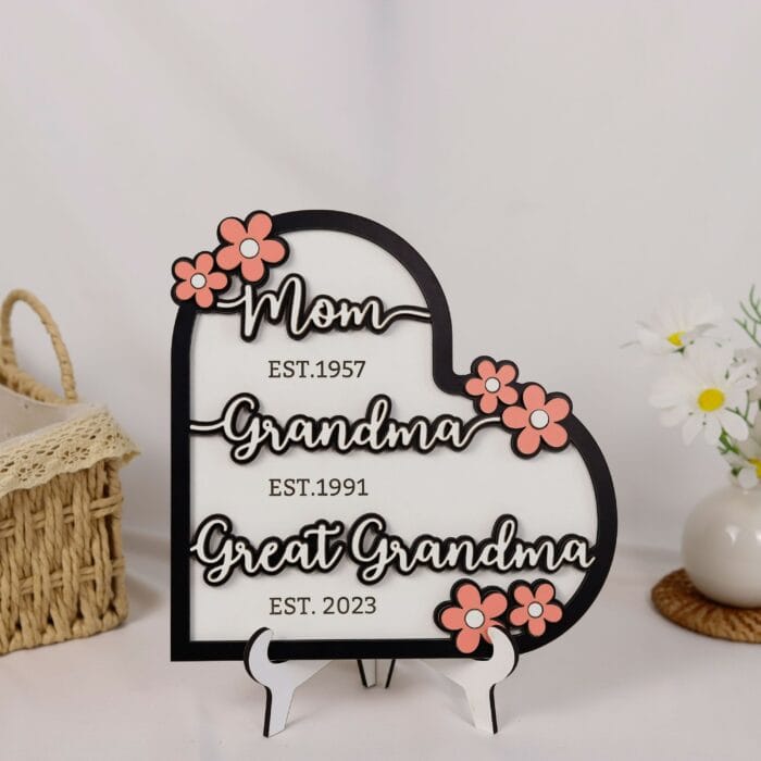 Custom Great-Grandmother Wooden Flower Frame | Personalized Floral Keepsake for Moms & Grandmas | Handcrafted Multisize MDF Wall Art Gift - Image 6