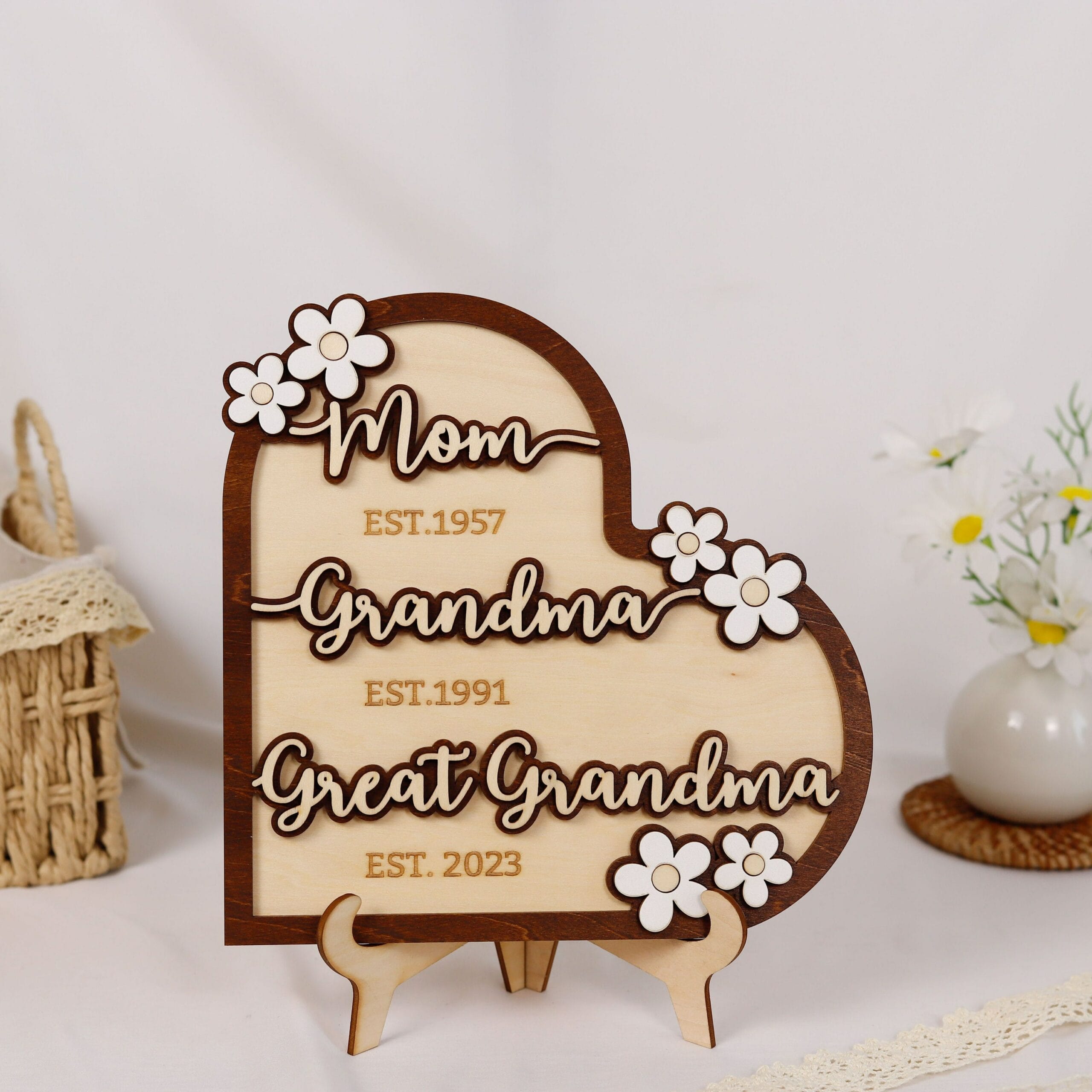 Custom Great Grandma Flower Gift - Personalized Floral Keepsake for Mom, Grandma, or Great Grandma - Unique Mother's Day, Birthday, or Anniversary Gift