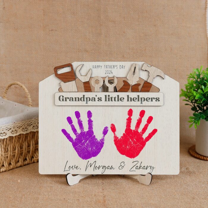 Cherish Grandpa With A Custom Handprint Wooden Sign | Personalized Gift With Nicknames & Grandchildren's Names | Handcrafted Keepsake For Father's Day & Anniversaries - Image 6