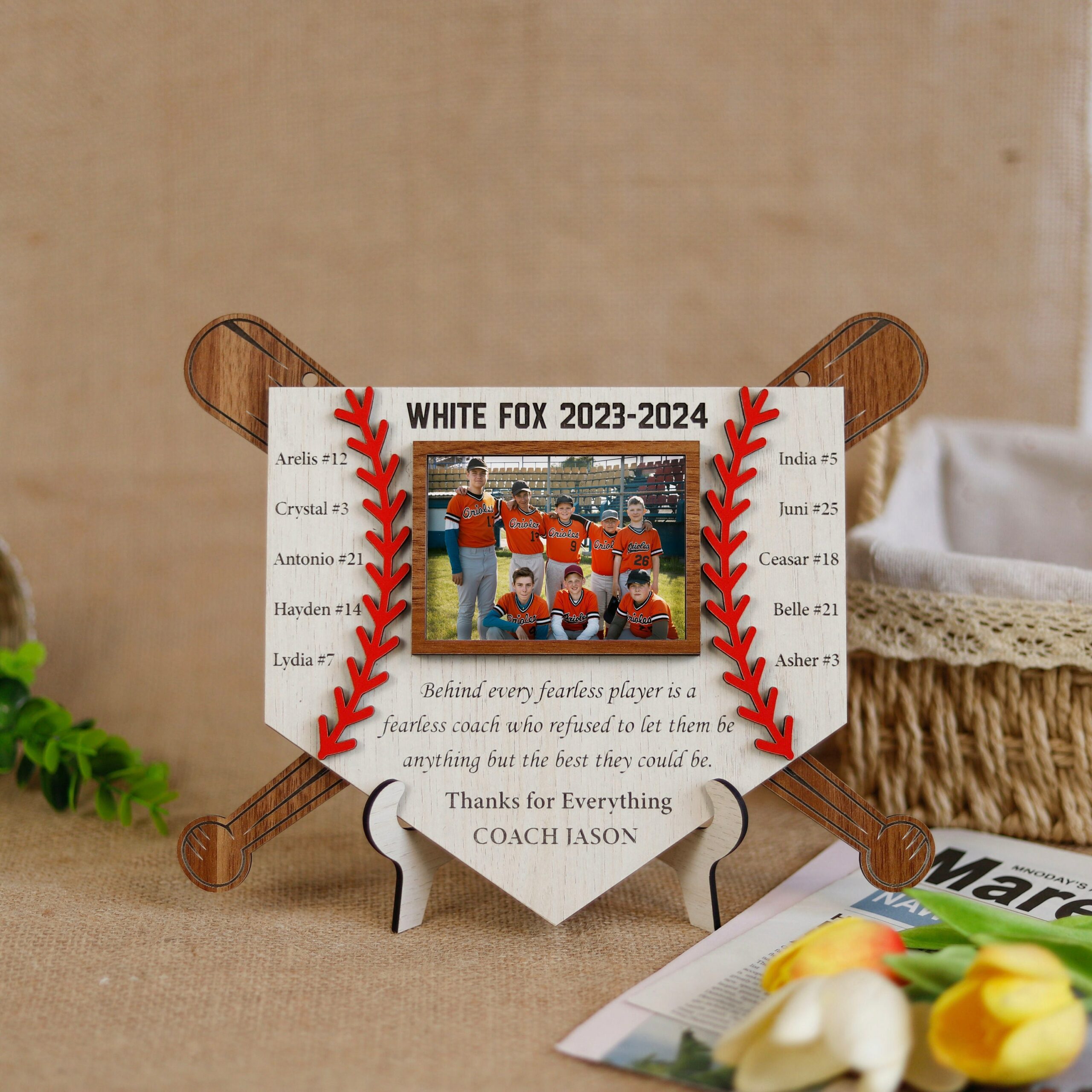 Personalized Baseball Coach Wood Sign - Custom Team Appreciation Gift