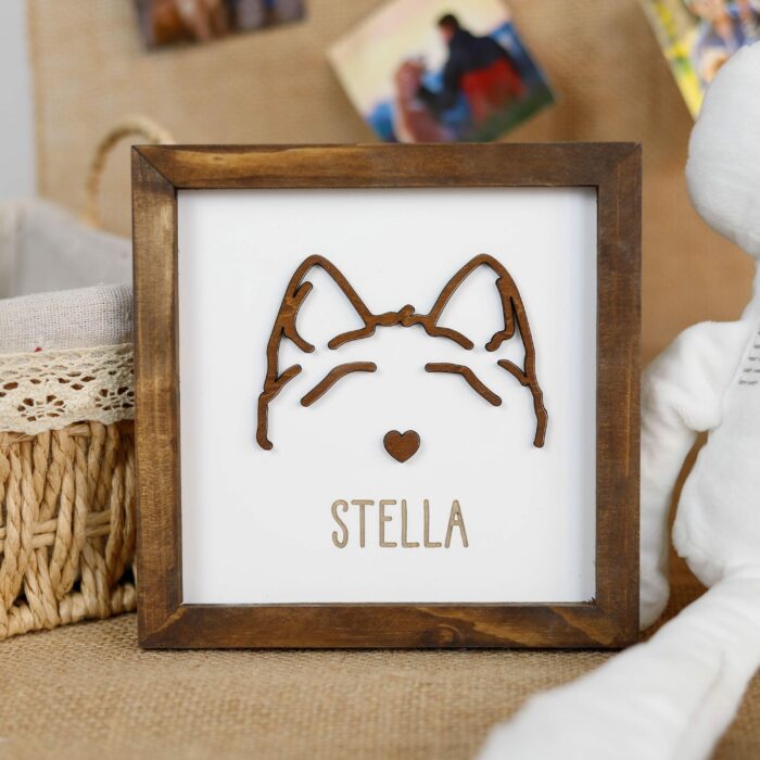 Personalized Dog Ear Artwork | Custom Wood Framed Pet Memorial Decor with Name | Unique Gift for Dog Lovers - Image 3