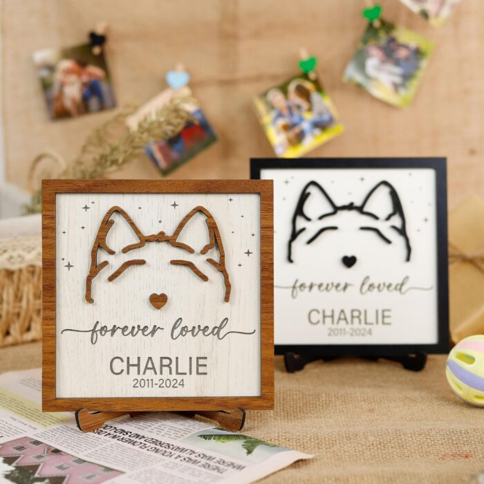 Personalized Dog Ears Framed Art - Custom Pet Memorial Wall Decor